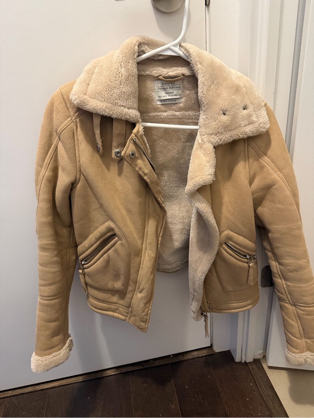 Bershka Tan Faux Shearling Lined Jacket